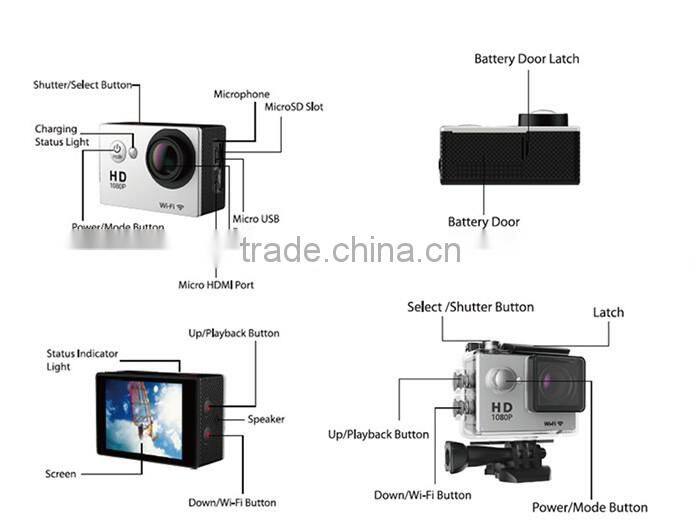 4K action camera 2-inch screen 1080p 60fps underwater mini h9 camera