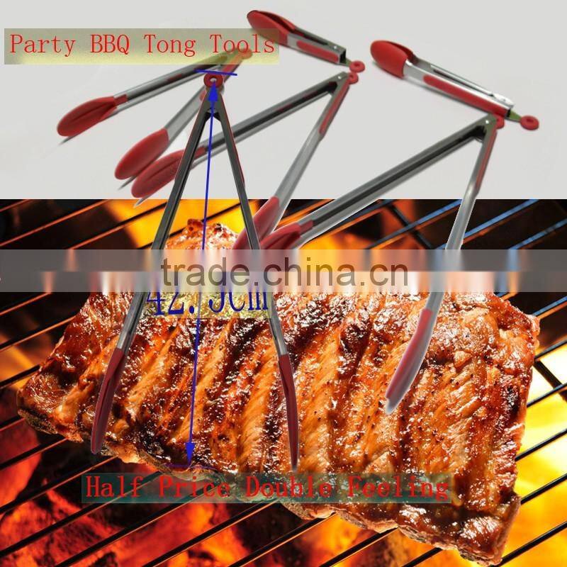 OEM factory China alibaba kitchen tools Silicone 304 BBQ tong