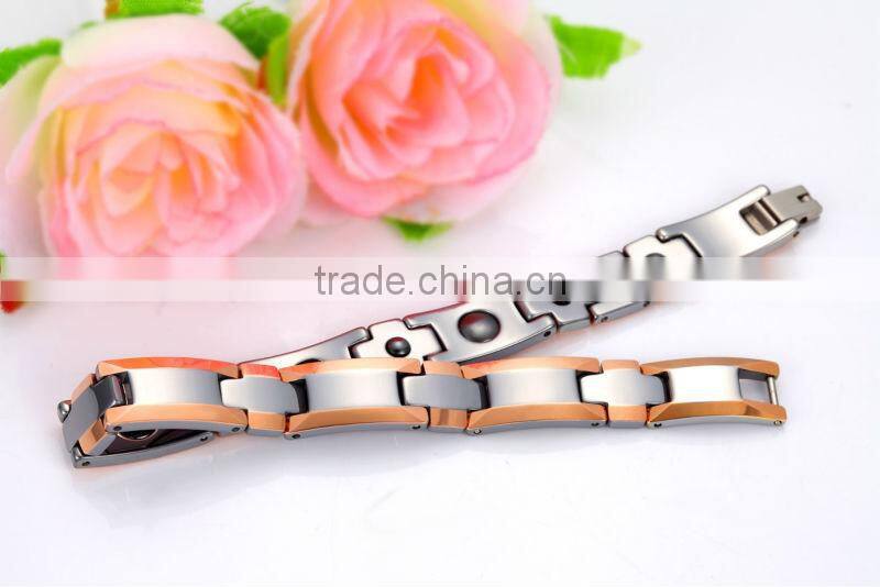 New high quality mens bracelets gold link style with magnet