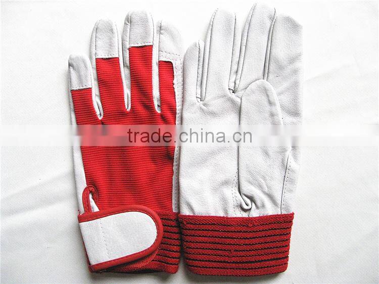 Good Quality Grain Pigskin Ladies Motorbike Leather Gloves