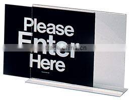 T shape standed acrylic table top sign holder/paper insert sign hoder