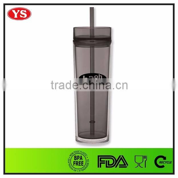 16oz wholesale bpa free plastic skinny tumbler with lid and straw