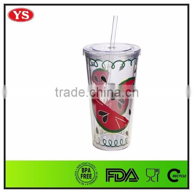 bpa free insulated double wall 20oz plastic travel tumbler with straw