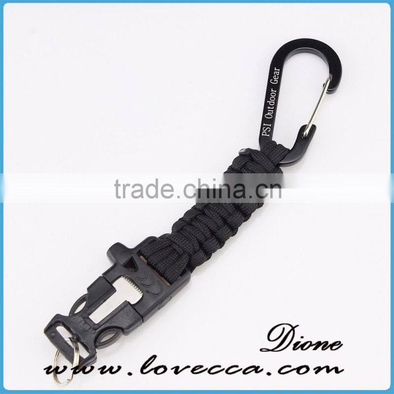 new product Paracord Firestarter Keychain/ Carabiner Paracord Keychain with bottle opener