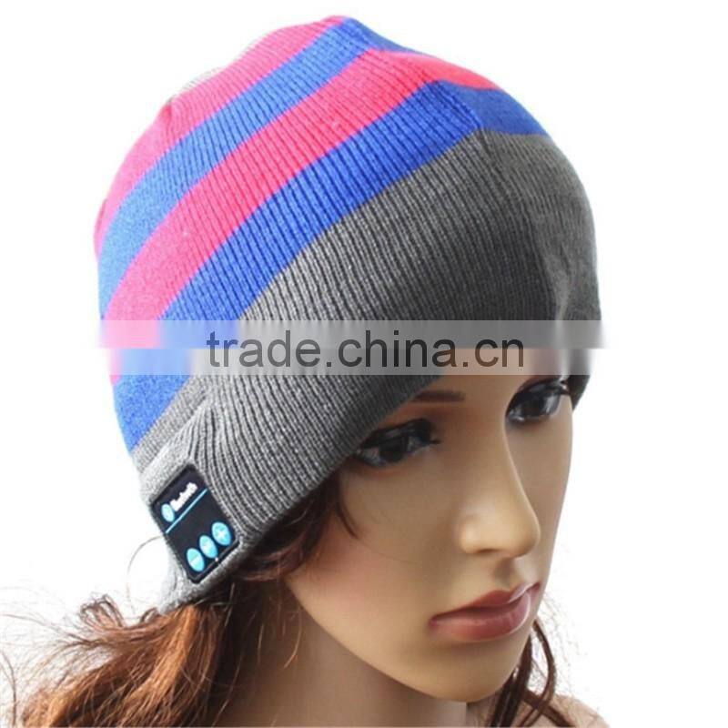 Cool Striped Wireless Bluetooth Music Knit Hat with Handsfree Smart Cap Headset