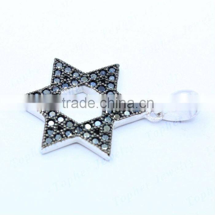2014 fashion gemstone jewelry in 925 sivler fashion gemstone star of david pendant wholesale