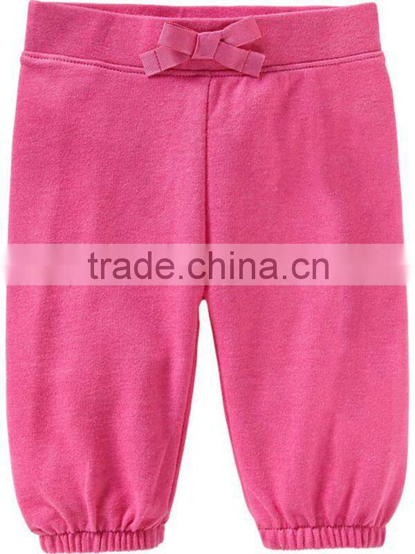 Wholesale Plain Softextile Kids Girl Pants Jogging With Twill Bow