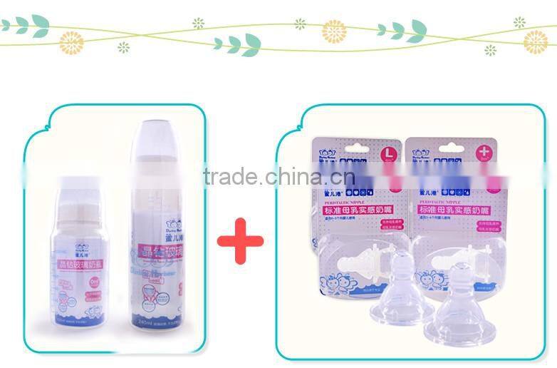 China Heat Resistant 600 Degree Feeding Bottle BPA Free Baby Glass Feeding Bottle