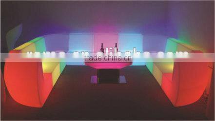 Household rotomolding decorative lighted modern design commercial furniture plastic LED sofa