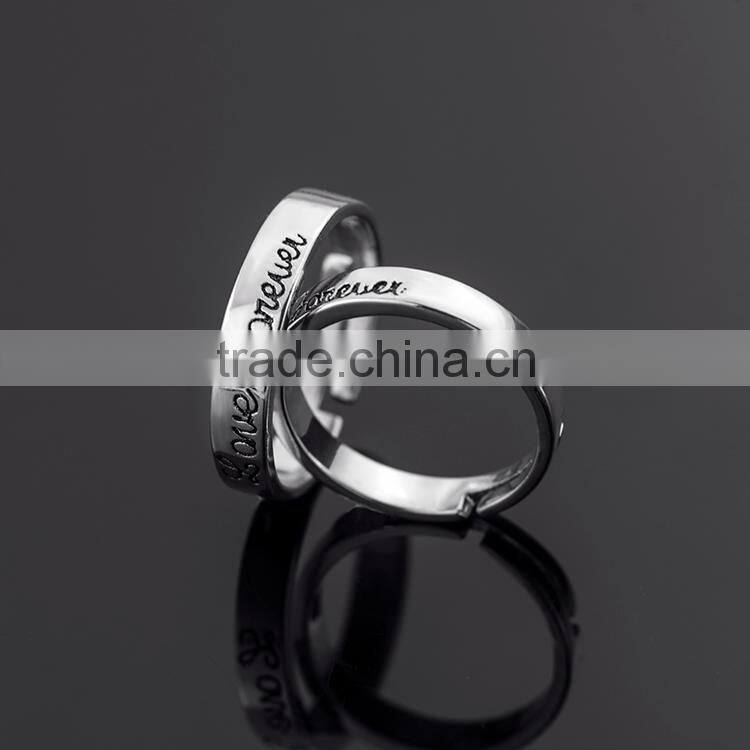 Fashionable 925 silver plated wedding couple rings fashion jewellery engagement ring for lovers jewelry wholesale alibaba