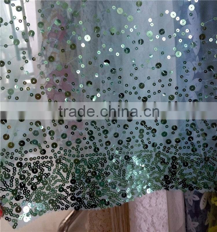 100% polyester embroidered sequins lace for wedding dress/ball gown