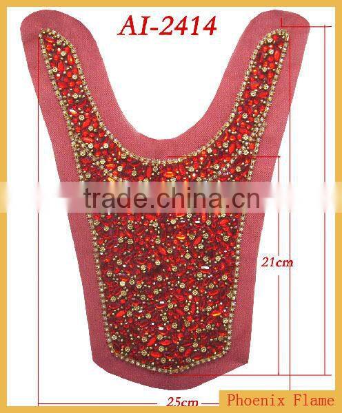 All color diamonds beaded applique AI-2414