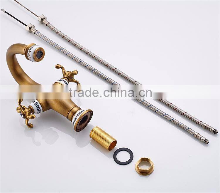 FLG100014 Bathroom Cold&Hot Water Antique Brass Sink Faucet