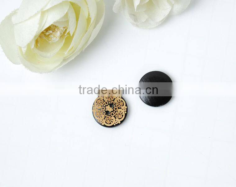 32L 2-hole black laser wood button for woman's clothing