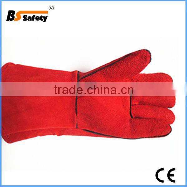 BSSAFETY A/B grade COW SPLIT LEATHER long red welding gloves