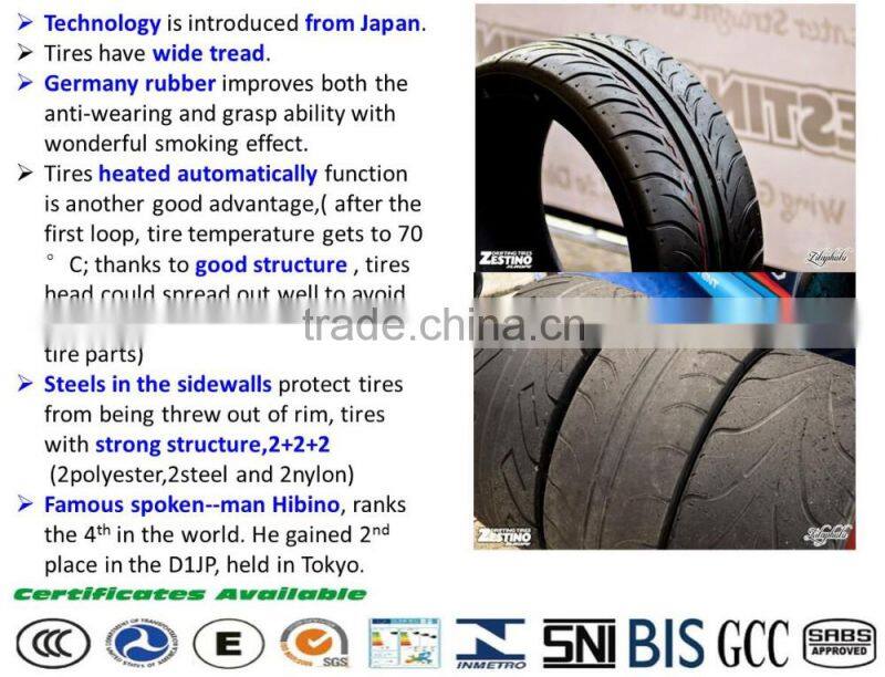 zestino pneu slick auto tire with japanese technology