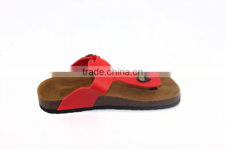 2015 red cork outsole wear-resisting lady flip flop sandal shoes