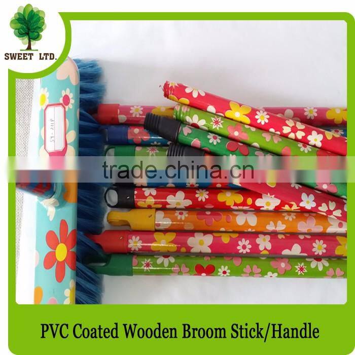 Cleaning tools mops handle colorful fower design wood broom stick