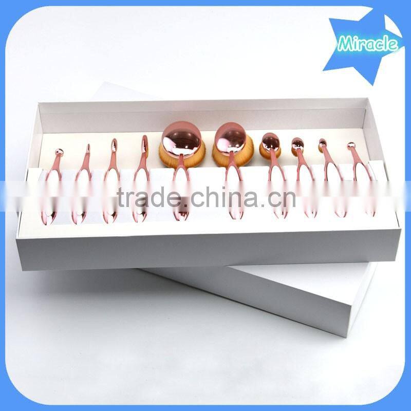 2017 Alibaba Unique rose gold color 5pcs / 6pcs magnet oval makeup brushes cosmetics makeup brush set Whloesale make up brushes