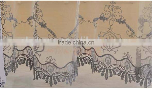2015 High Quantity Flower Design Embroidered Voile Curtain Fabric