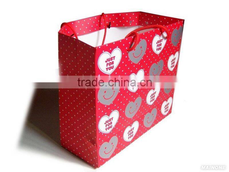 red printing craft paper bag with twisted handle