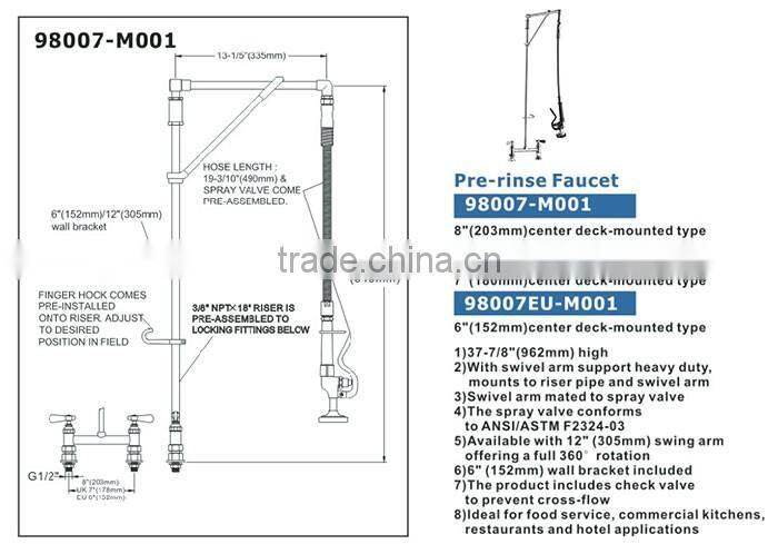 Deck Mounted Type Pre Rinse Faucet or Spray