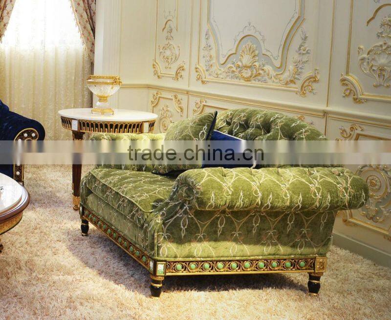 Luxury French Design New Classic Navy Fabric Sofa/ Elegant Palace Hand Carved Wooden Living Room Furniture Sofa Set
