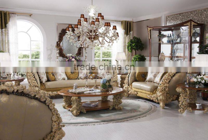 French Style Luxury Living Room Wooden Sofa Furniture, Solid Wood Hand Carved Sofa Set