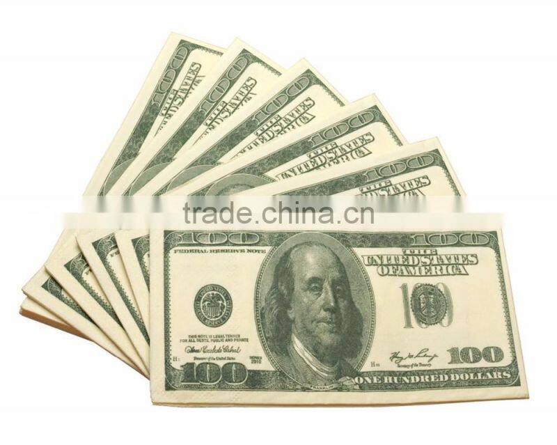 3 ply Dollar Bill Printed Paper Napkin