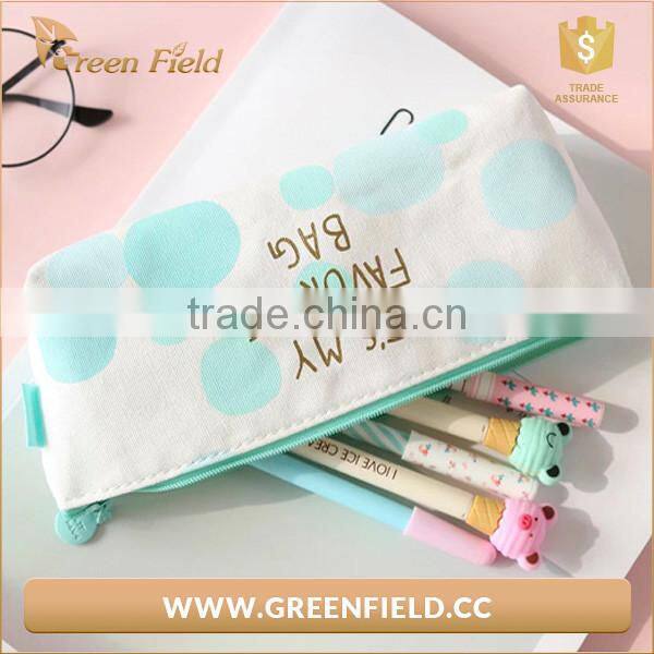 Factory price wholesale canvas zipper printed korean pencil case