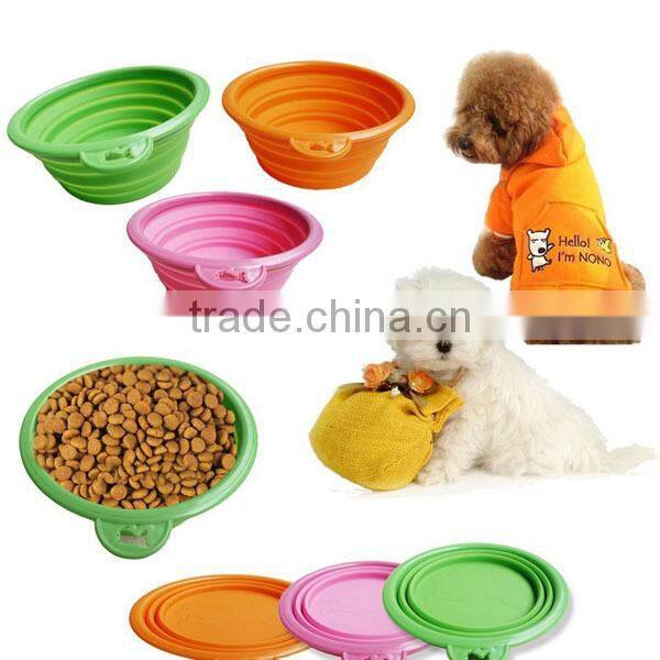 Hot Selling Portable Silicon Pet Feeding Bowl / Silicon Folding Pet Bowl