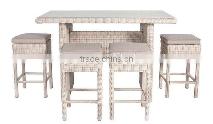 2017 Trade Assurance good quality All Weather Outdoor round rattan metal bar table set furniture