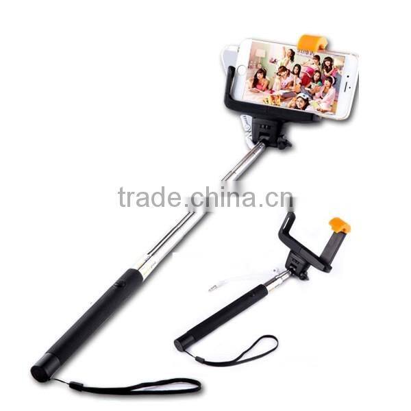 Wire Selfie stick with bluetooth remote control, foldable Cable wired Selfie Stick