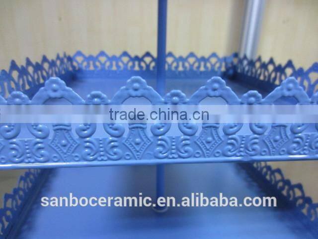 Rectangle shape, 2 tier cup cake stand, metal cake plate color box packing for wedding