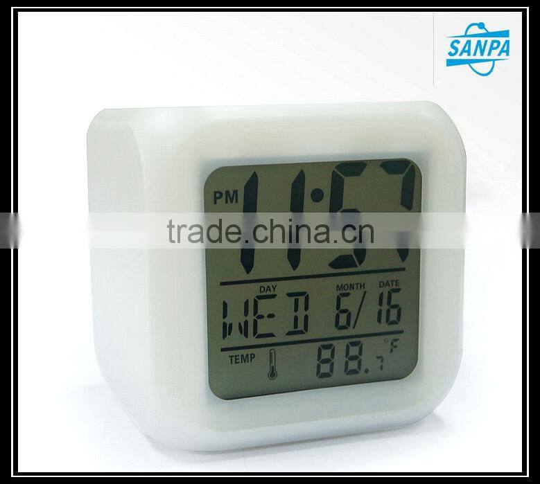 7 Color Fashion Plastic Luminous LED Digital Alarm Clock