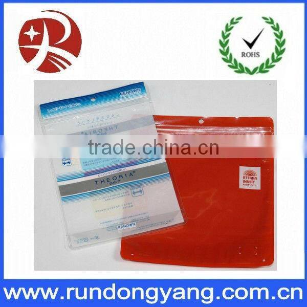 Blue logo folded plastic pvc zipper bag for packing