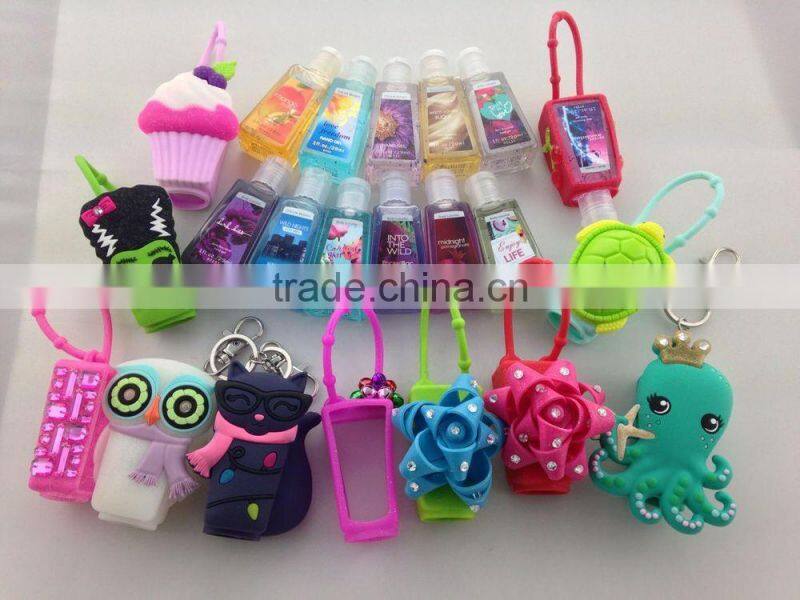 High Quality Scented Alcohol-based Waterless Hand Hygiene with Portable Fashional Silicone Holders