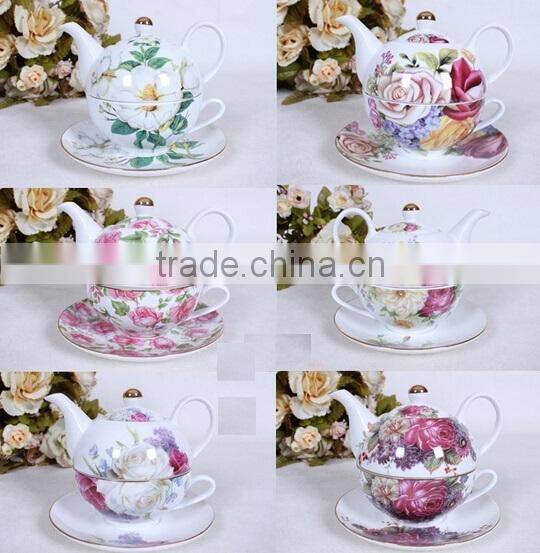 Porcelain top grade flower porcelain tea pot set for one, persian tea set, tea set for one person