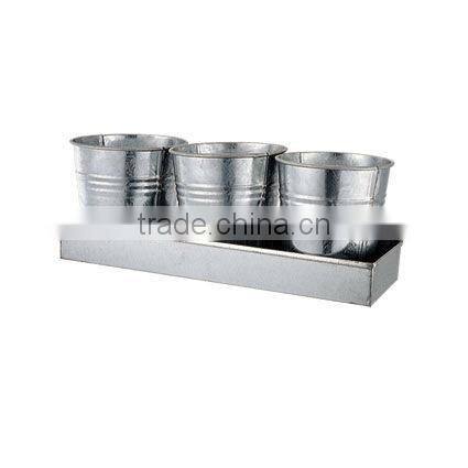 Silver min tray Home &Garden Enamel gardening ice basin tray with 3pcs mini bucket