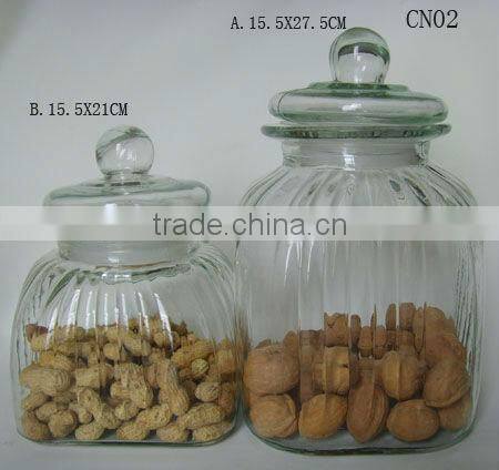 colorful square pasta glass conserve jar with design