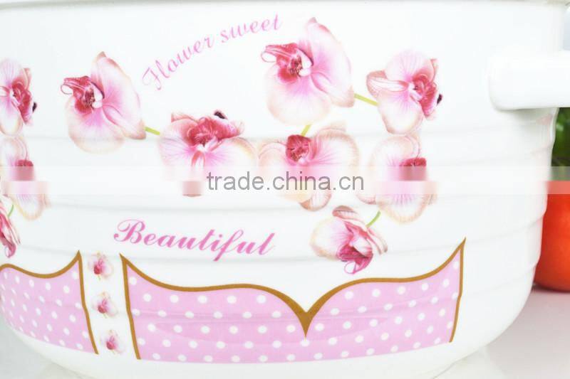 9" porcelain round microwave saucepan with glass lid