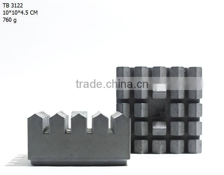 Industrial Grey Handmade pens pencils holder in geometric square shape