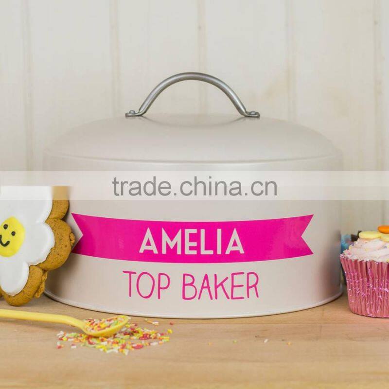 New Kitchen Attractive Printing Airtight Metal Cake Tin Jar Storage Bin