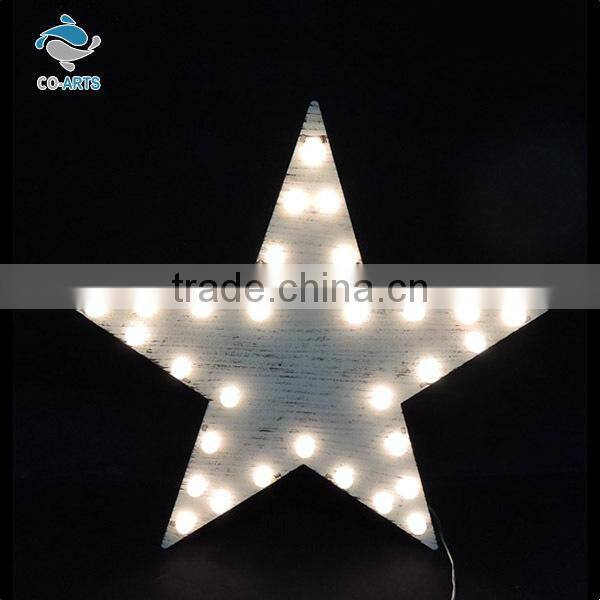 Wholesale white star shaped holiday decoration wooden lighting