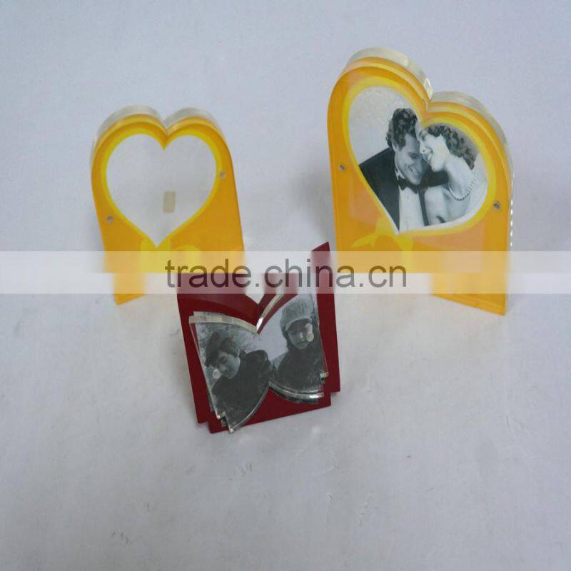 Lovely heart shape clear acrylic photo frame with magnet for wedding