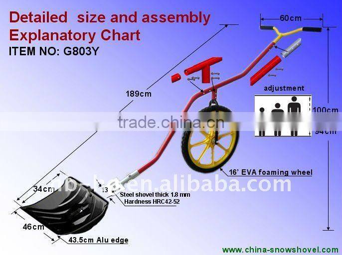 Color box packaging removable wheeled ice push snow shovel