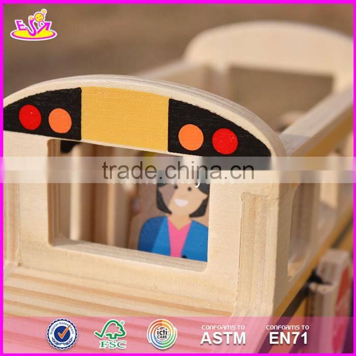2017 New design toddlers go sightseeing wooden bus toys W04A340