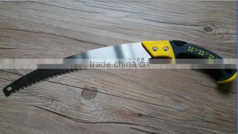 12" curved pruning saw with good quality big wooden handle