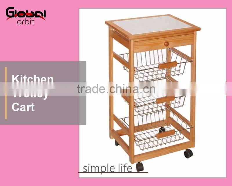Home Furniture Wooden Dining Utility Cart Table Kitchen Trolley