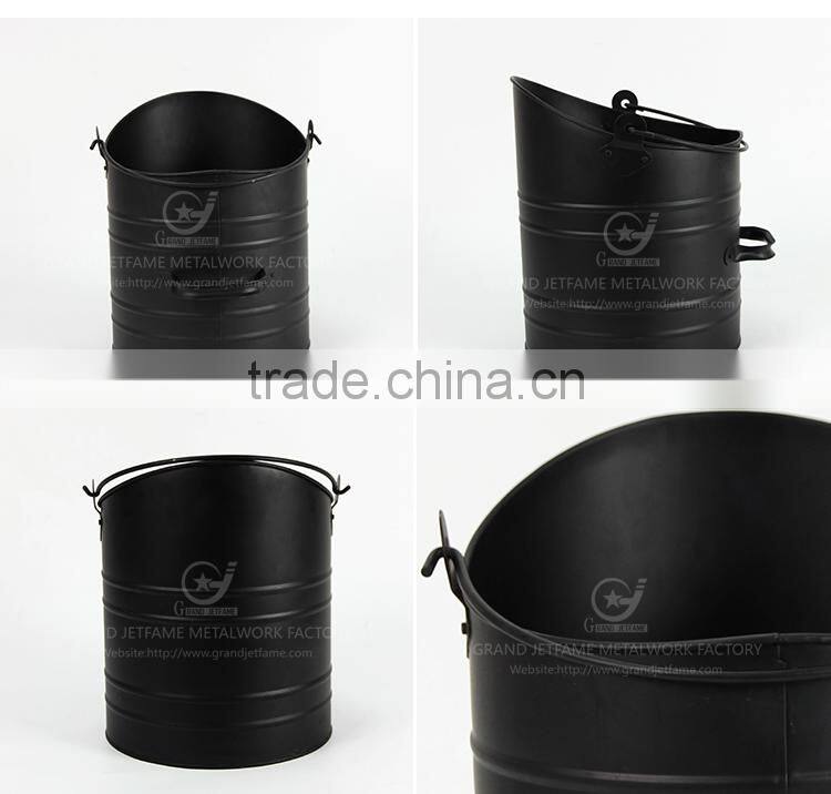 fireplace accessories ash coal bucket powder coated black fire coal metal ash bucket